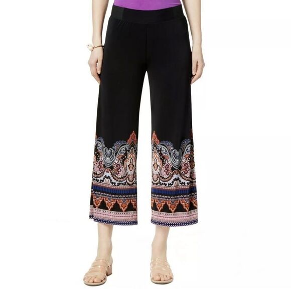 INC Cropped printed hem pull on pants P/SM - Picture 1 of 4